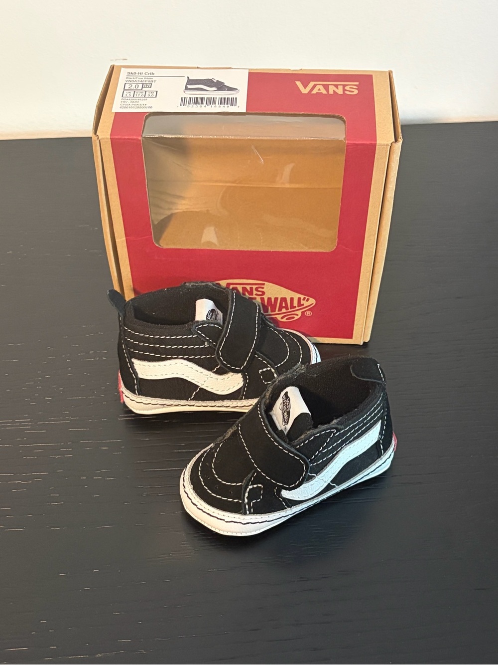 Vans Kids Black and White Hook-and-Loop Skate Sneakers